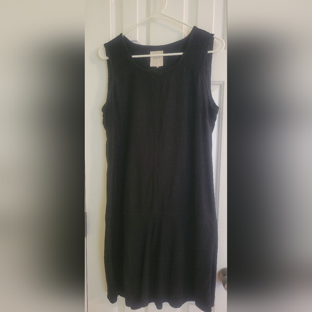 Black linen dress